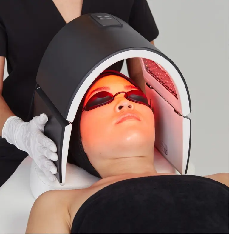 LED light therapy dome facial treatment